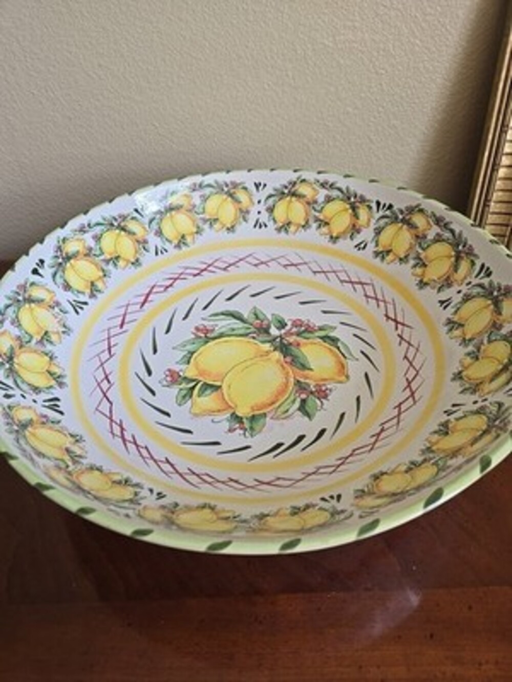 Large serving Bowl Lemons Italian Art Pottery MOMA CERAMICHE ARTIGIANALI  13.5" - Picture 2 of 6